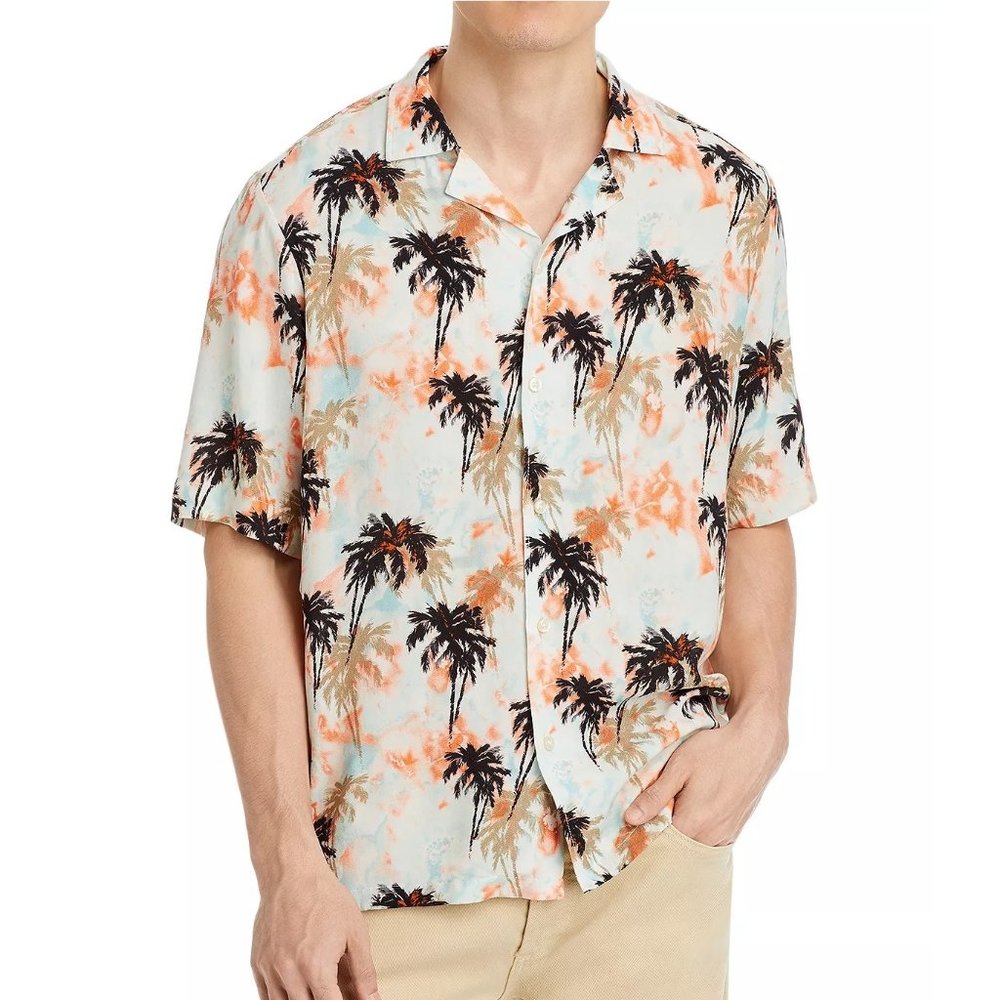 Hugo Boss Men's Short Sleeve BOSS Rayer SS Camp Shirt Palm Tree Print Viscose XL